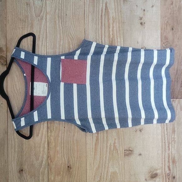 on the byas Other - Blue and White Tank with Red Pocket Size Small